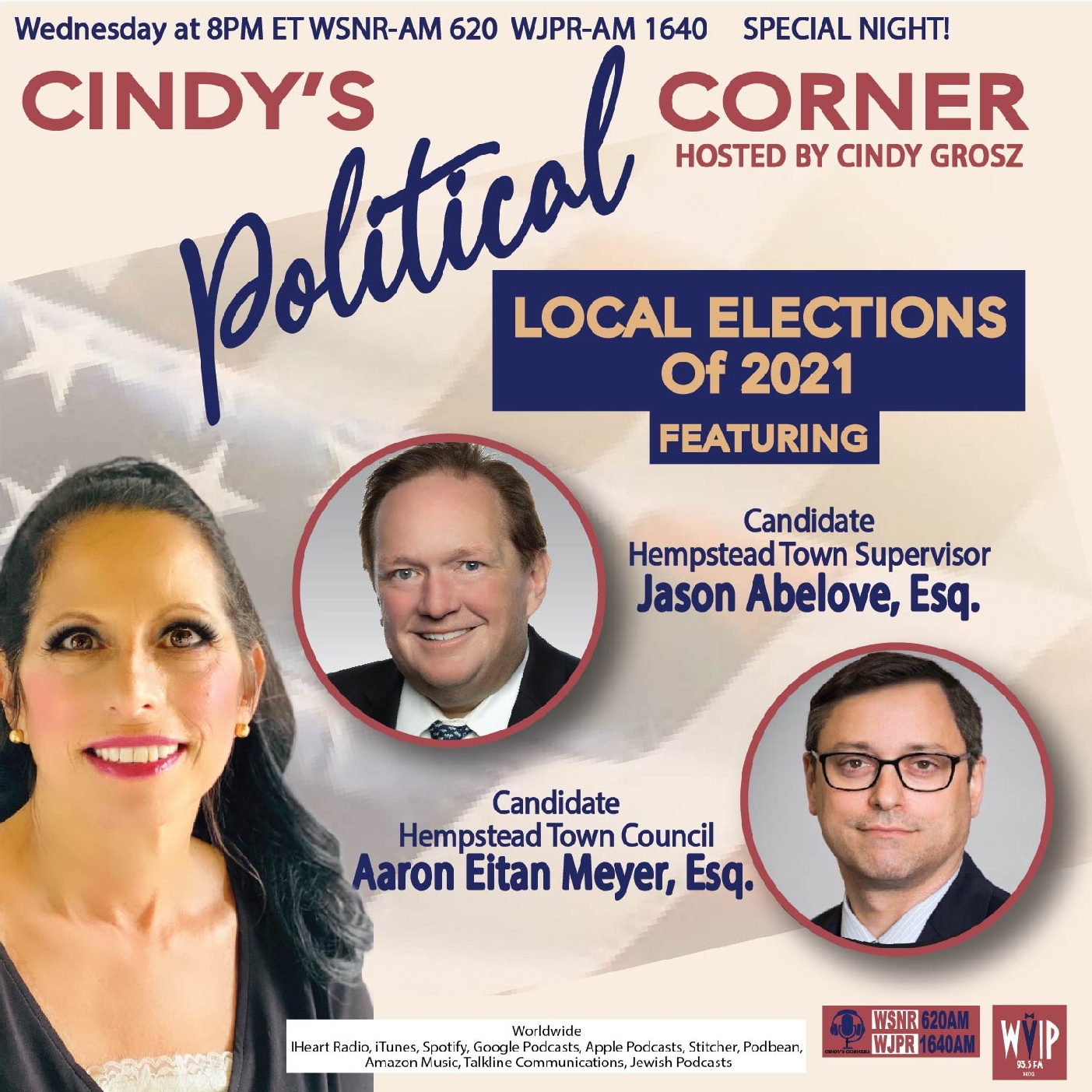 Cindy's Political Corner Highlighting Local Elections With TOH Candidates Jason Abelove and Aaron Eitan Meyer